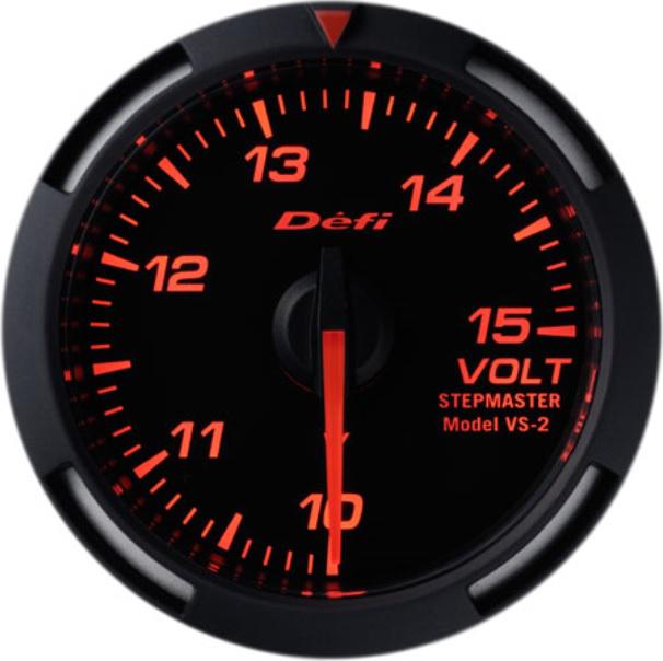 Zegar Defi Racer Gauge 52mm / Woltomierz – czerwone podświetlenie